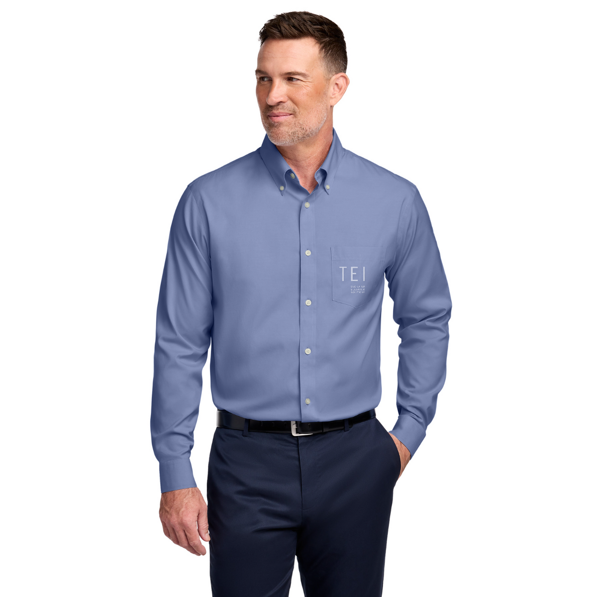 Brooks Brothers Wrinkle-Free Stretch Pinpoint Shirt — model